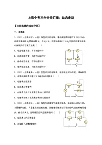 2022-2024年上海中考物理一模分类汇编【动态电路】（原卷版）