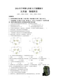 湖南省长沙市雅礼集团联考2024-2025学年九年级上学期12月月考物理试题