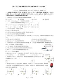 2024～2025学年湖南省长沙南雅中学九年级(上)第三次月考物理试卷(含答案)