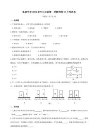 2024～2025学年上海市黄浦区格致中学九年级(上)12月月考物理试卷(学生版+教师版)