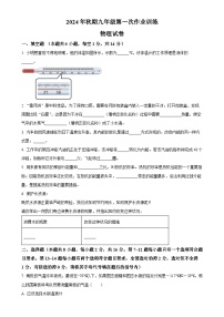 河南省南阳市镇平县2024-2025学年九年级上学期10月月考物理试题 （原卷版）-A4