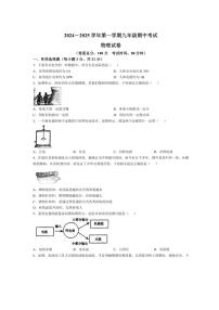 2024～2025学年广东省东莞市东华初级中学九年级(上)期中测试物理试卷(无答案)
