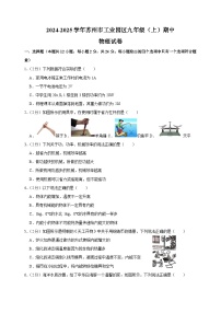 江苏省苏州市工业园区2024-2025学年五校联考九年级上学期期中物理试卷（含答案解析）