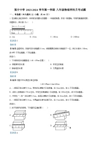 山东省菏泽市曹县博宇中学2023-2024学年八年级上学期10月月考物理试题（解析版）-A4