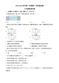 山东省青岛西海岸新区隐珠中学2023-2024学年八年级上学期月考物理试题（原卷版）-A4