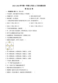 甘肃省武威市凉州区2023-2024学年九年级上学期12月月考物理试题（原卷版）-A4