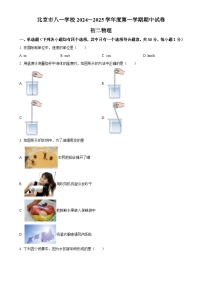 北京市八一学校2024-2025学年八年级上学期期中考试物理试题（原卷版）-A4