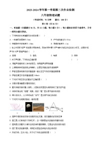山东省齐河县表白寺镇中学2023-2024学年八年级上学期第二次月考物理试题（原卷版）-A4