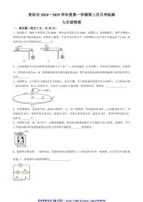 2024～2025学年贵州省贵阳市九年级(上)12月第三次月考检测物理试卷(含答案)