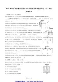 2024～2025学年安徽省合肥市长丰县阿奎利亚学校九年级(上)期中物理试卷(含答案)