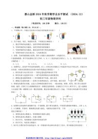 2024～2025学年江苏省无锡市惠山金桥实验学校九年级(上)12月月考物理卷试卷(含答案)