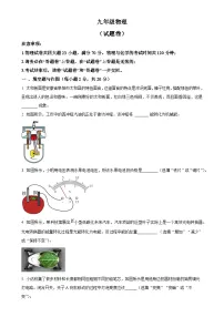 精品解析：安徽省淮北市部分学校联考2024-2025学年九年级上学期11月期中物理试题（原卷版）-A4