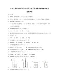广西玉林市2024-2025学年八年级上学期期中物理教学质量监测试卷（含答案）