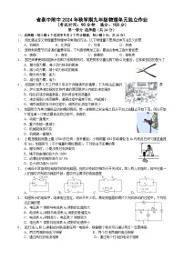 江苏省泰州中学附属初级中学2024-2025学年九年级上学期12月月考物理试题