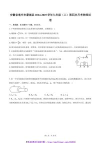 2024～2025学年安徽省亳州市蒙城县九年级(上)第四次月考物理试卷(含答案)
