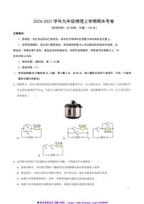 2024～2025学年期末预测卷(鲁科版五四学制2024)～九年级(上)物理期末必刷卷试卷(教师版+学生版)