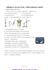 2024～2025学年安徽省滁州市期中检测试卷九年级(上)物理(含答案)