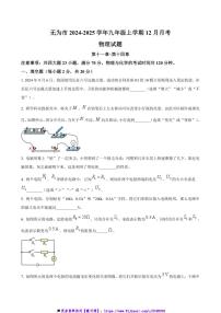 2024～2025学年安徽省芜湖市无为市九年级上12月月考物理试卷(含答案)