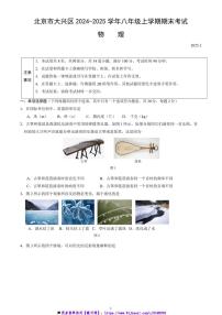 2024～2025学年北京市大兴区八年级上期末考试物理试卷(含答案)