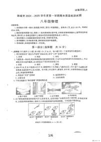 陕西省渭南市韩城市2024-2025学年八年级上学期期末考试物理试题含答案