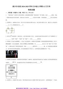 2024～2025学年河南省新乡市新乡市名校九年级上12月月考物理试卷(含答案)