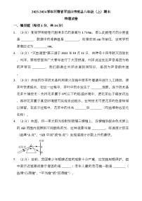 河南省平顶山市郏县2023-2024学年八年级上学期期末 物理试卷（含解析）