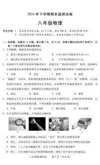 湖南省衡阳市常宁市2024-2025学年八年级上学期1月期末物理试题