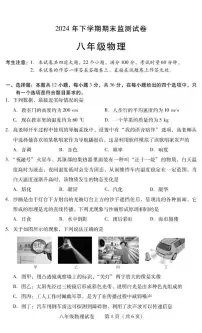 湖南省衡阳市常宁市2024-2025学年八年级上学期1月期末物理试题