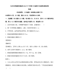 湖南省长沙市周南教育集团2024-2025学年八年级上学期第三次月考 物理试题（含解析）
