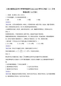 上海市普陀区进华中学等学校联考2024-2025学年九年级（上）月考物理试卷（12月份）-（含解析）