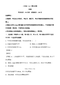 江苏省南京市鼓楼区2024-2025学年八年级上学期期末考试 物理试题（含解析）
