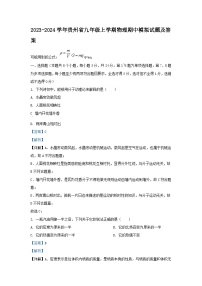 2023-2024学年贵州省九年级上学期物理期中模拟试题及答案