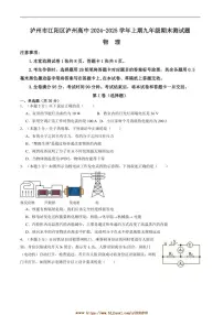 2024～2025学年四川省泸州市泸州高级中学校九年级上1月期末考试物理试卷(含答案)