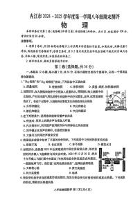 四川省内江市2024-2025学年八年级上学期期末考试物理试题