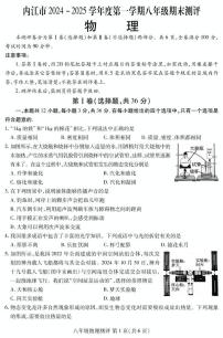 四川省内江市2024-2025学年八年级上学期期末检测物理试题
