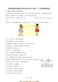 2024～2025学年河南省洛阳市嵩县八年级(上)期末物理试卷(含解析)