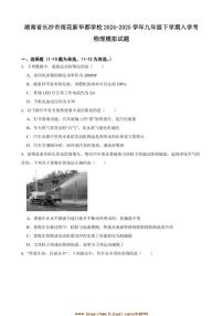 2024～2025学年湖南省长沙市雨花新华都学校九年级下入学考物理模拟试卷(含答案)