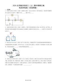 2024北京重点校初三（上）期中真题物理汇编：电流和电路（非选择题）