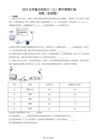 2024北京重点校初三（上）期中真题物理汇编：电阻（实验题）