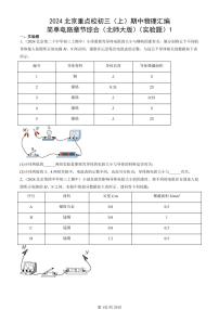 2024北京重点校初三（上）期中真题物理汇编：简单电路章节综合（北师大版）（实验题）1