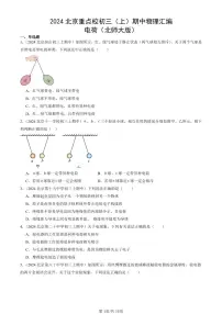 2024北京重点校初三（上）期中真题物理汇编：电荷（北师大版）
