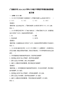 2024-2025学年广西南宁市八年级下学期开学适应性模拟测试练习卷物理试卷（解析版）