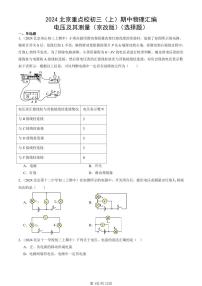 2024北京重点校初三（上）期中真题物理汇编：电压及其测量（京改版）（选择题）