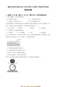 2024～2025学年重庆市南开名校八年级下开学考试物理试卷(含答案)