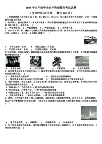 2025年九年级下学期物理模拟考试试题(适用沪科版)（含答案）