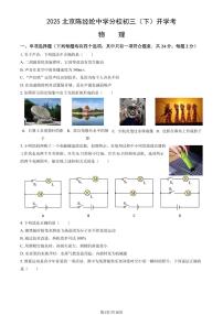 2025北京陈经纶中学分校初三（下）开学考物理试卷（教师版）