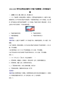 江苏省无锡市2024-2025学年八年级下学期3月考前练习卷+物理试卷（解析版）