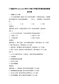 广西南宁市2024-2025学年八年级下学期开学适应性模拟测试练习卷物理试卷（解析版）