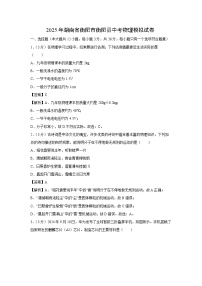 2025年湖南省衡阳市衡阳县中考模拟物理试卷（解析版）