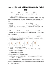 江苏省无锡市2024-2025学年八年级下学期期中综合练习卷+物理（解析版）